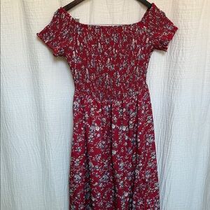 Floral Red Off-Shoulder Maxi Dress